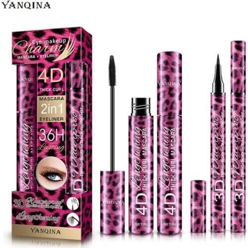 Wholesale YANQINA Eyeliner 4D Combination Makeup Set Ultimate Black Long Lasting Liquid Eye Liner Pencil Waterproof Smudge-Proof