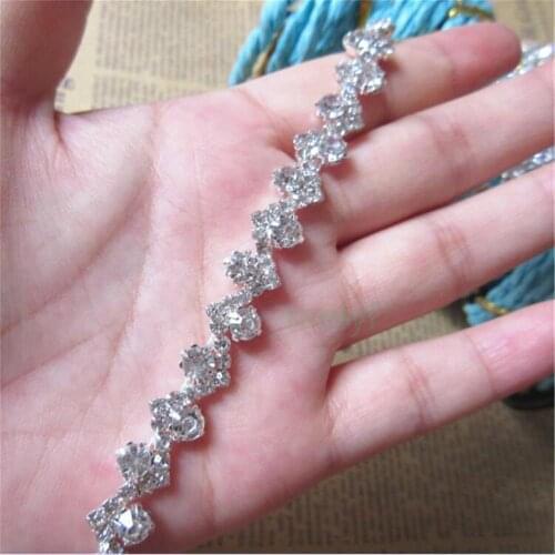 1 Feet Silver Diamond Strap Rhinestones Trim Ribbon Blinking Crystal Metal Chain For Dress Bag Shoes Accessories 5mm Width