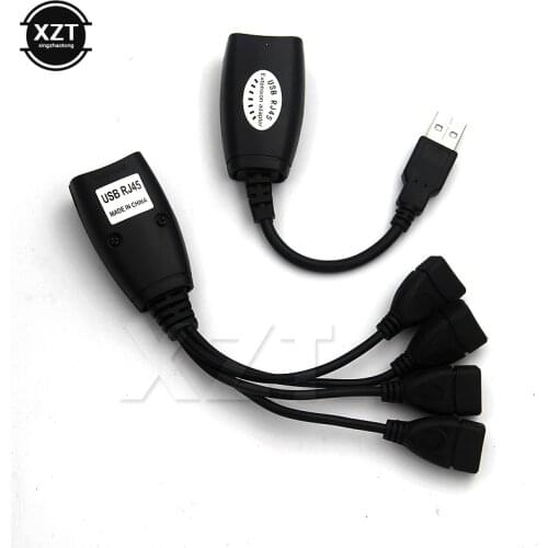 1pcs Newest Hot 4 USB Port 2.0 USB Extension Extender Adapter Up To 45meter 150FT CAT5/5E/6 Single Ethernet Cable USB TO RJ45