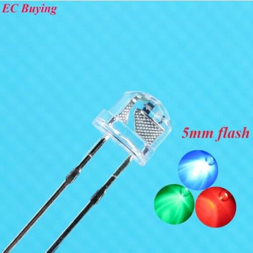 1000 pcs 5mm Clear Straw Hat Multicolor Flicker RGB Red Green Blue Blinking 5 mm LED Light Emitting Diode Lamp DIY Kit