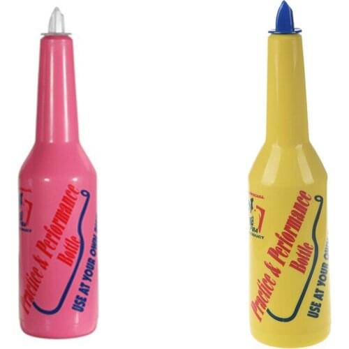 2 Pcs Flair Bartender Bartending Practice Bar Pub Bottle Wine Cocktail Shaker, Pink & Yellow