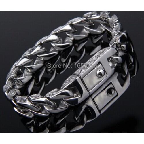 2015 Brand New Jewelry 8.66" 11mm Charming Cool Mens Pure Stainless Steel Chain Bracelet