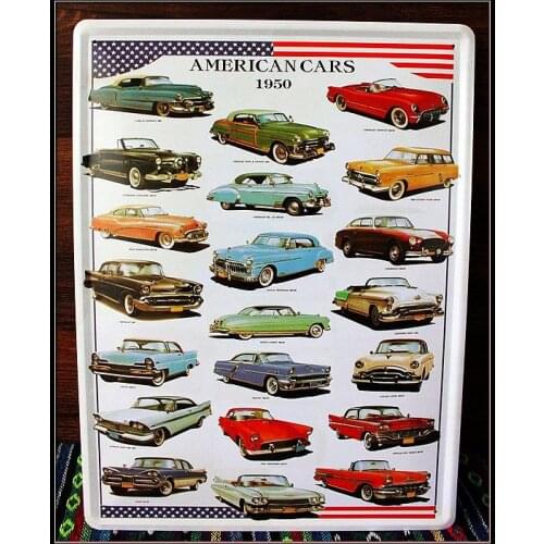 30pcs/lot Metal Sign shabby chic All kinds of the cars painting Vintage House Cafe Restaurant Bar Poster Metal tin signs metal w
