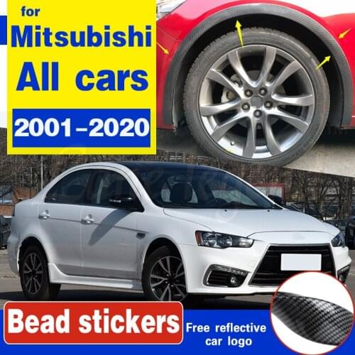 4pcs Universal Car Truck Carbon Fiber Rubber Wheel Eyebrow Protector Lip Sticker Trim Fender Flare Anti-scratch for Mitsubishi