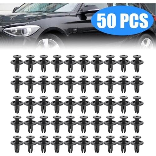 50pcs Fastener Clips 6mm Hole Car Fasteners Door Trim Panel Auto Bumper Rivet Retainer Push Engine Cover Fender Clip