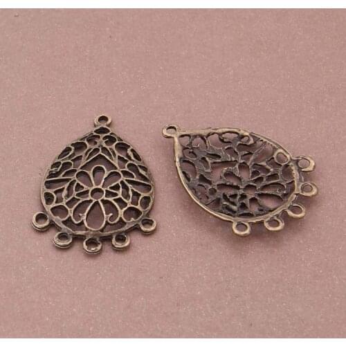 50pcs Vintage Hollow Flower Shape Multi-ring Connectorfor Making Earrings Charms DIY Jewelry Accessories