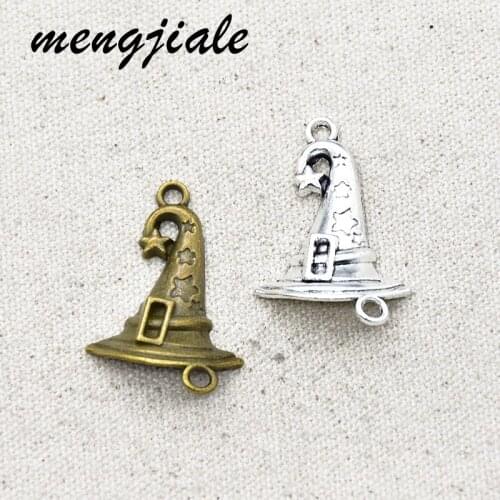6pcs Wholesale Metal Alloy Halloween 3D Witchs Hat Charms For Making DIY Handmade Tibetan Finding Jewelry