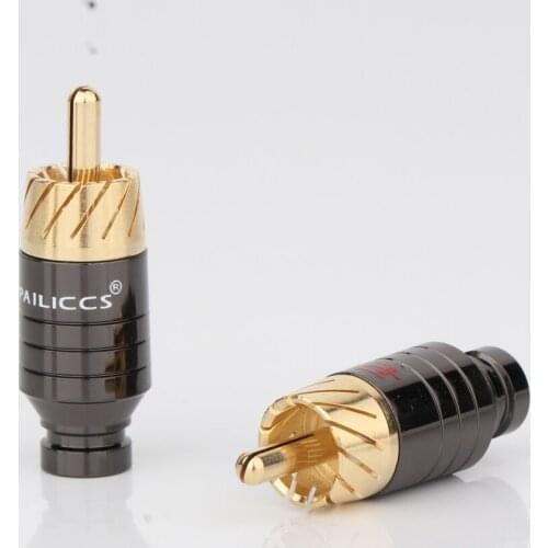 8Pcs Pailiccs R1712 Brass RCA Plug Gold Plated Audio Video Adapter Connector
