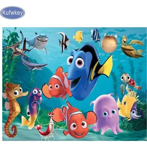5d Diy Diamond Painting cartoon Cross Stitch Fish Sea Picture of Rhinestone,full Square Drill,diamond Embroidery Mosaic Decor