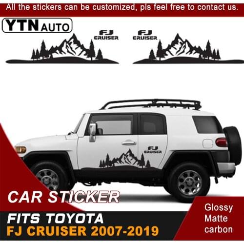 Car StickersFor Toyota FJ Cruiser 2007-2019 Black Side Door Sticker Stripe Styling Graphic Vinyl Off Road Car Decals Customs