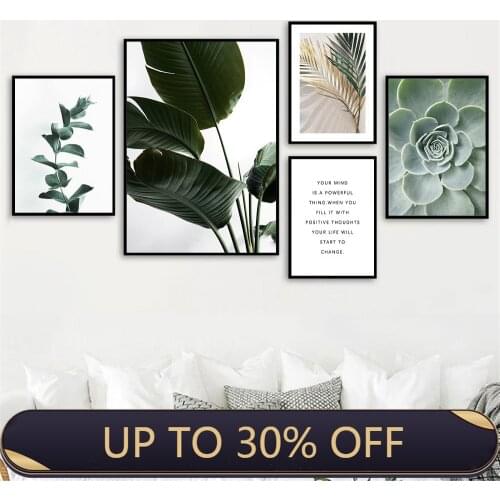 Botanical Gold Palm Leaf Wall Art Green Leaves Eucalyptus Canvas Poster Print Painting Nordic Wall Pictures Living Room Decor