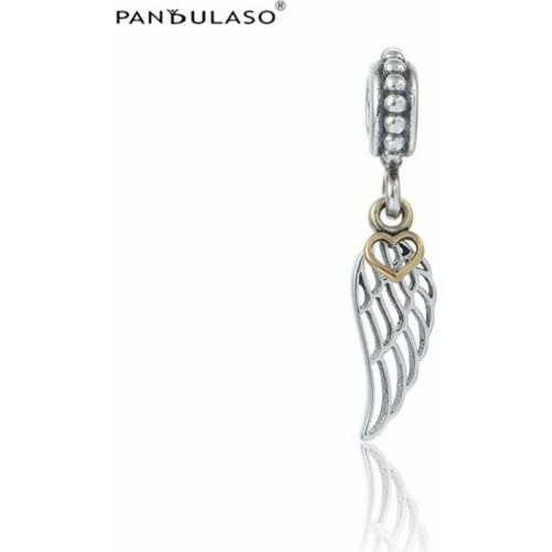 Feather Heart Dangle Charm 925 Silver Original Beads For Jewelry Making For European Woman Bracelets DIY Sterling Silver Beads