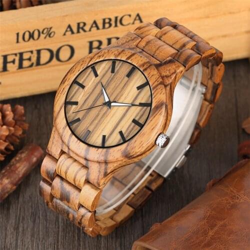 Minimalist Pure Wooden Watch Mens Quartz Wrist Watches Classic Clock Wood Mens Hour reloj hombre High Quality Handmade Clock