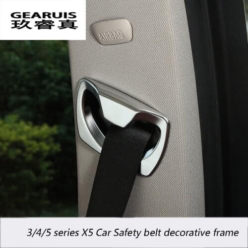 2 Pcs Car styling Car Safety belt decorative frame Interior Refit Sequin cover For BMW 3/4/5 series f30 f35 f18 f10 X5 F15