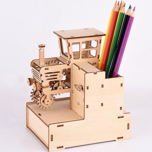 Wooden DIY 3D Puzzle Model Childrens Puzzle Hand-Assembled Toys Simulation 3D Model Harvester Music Box 3D Puzzles