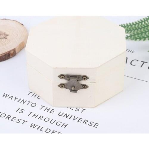 1PCS Wooden Hexagon Storage Box Necklace Jewelry Display Tray Case Holder Rack