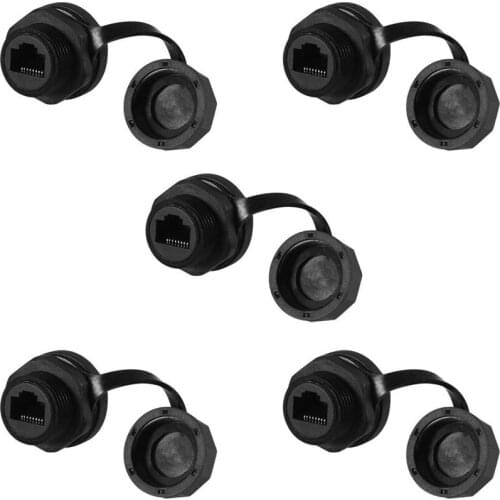 CAT 6 RJ45 Shielded Industrial Panel Mount Bulkhead Feed Thru Coupler with IP67 Waterproof/Dust Cap Ethernet LAN Cable Connector