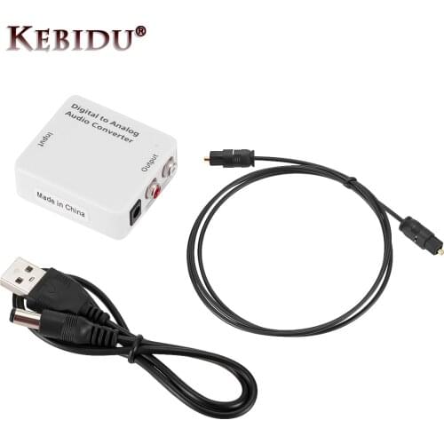 Kebidu Digital to Analog Audio Converter Optical Coaxial Toslink Adapter RCA L/R 3.5mm Signal to Analog Audio Adapter With Cable