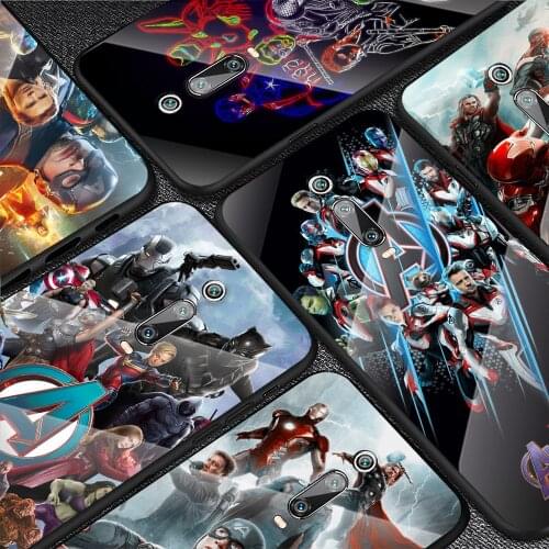 Cool Marvel Avengers For Xiaomi Redmi K40 K30 K20 9T 9C 9A 9 8A 7 Pro Plus Tempered Glass Luxury Cover Phone Case