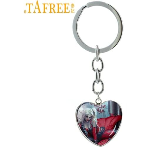 TAFREE Movie heart pendant keychain ring Joker Killing Joke key chain christmas gift jewelry HP949