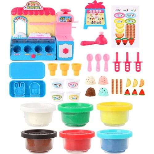 Creative 3D Color Mud With Light Music Ice Cream Machine Mold Set Children Educational DIY Gift Kids House Playing Store Game