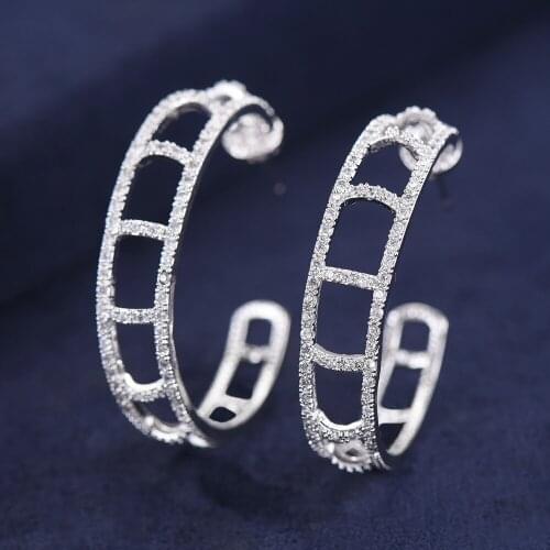 LARRAURI Personality Trendy Party Retro Round Hoop Earrings Luxury Cubic Zircon Crystal Circle Hoop Earrings For Women Jewelry