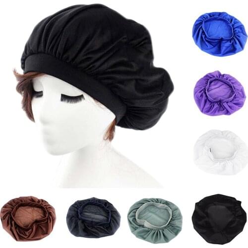 Hot Womens Fashion Night Sleep Hat Long Hair Care Cap Satin Bonnet Cap Head Wrap Cover Headscarf 2018 hot