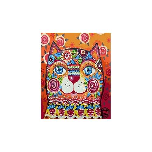 MaHuaf-X986 colorful cute cat painting coloring by numbers on canvas hand painted canvas oil painting for living room home decor