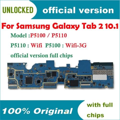 Unlock for Samsung Galaxy Tab 2 10.1 P5100 P5110 Motherboard WIFI & 3G 1G RAM 16G ROM Mainboard Logic Board from original phone