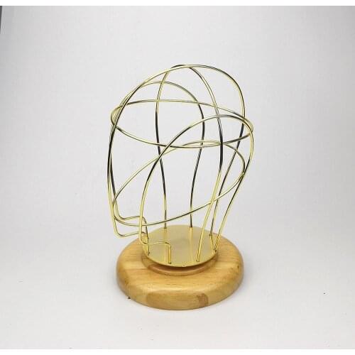 Metal Mannequin Head With Wood Base For Hat Display