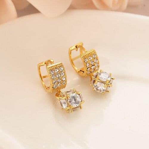 Lovely cz ball Earrings Gold drop Earings For Women Girls african Jewelry Wedding Party Cool Fashion beads earrings kid gift