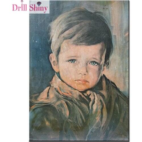 Full Square Drill 5D DIY Diamond Painting "Tears boy"Wall arts 3D Embroidery Cross Stitch kits Mosaic Rhinestone Home Decor Gift