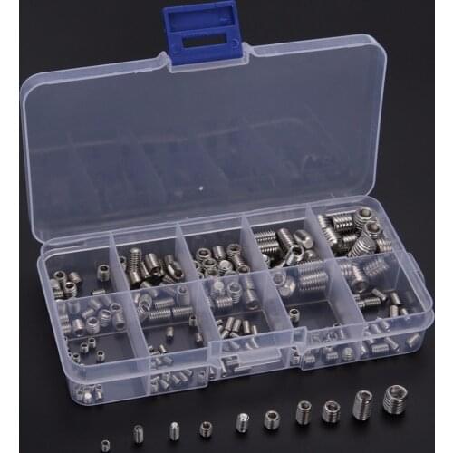 200pcs Assortment Grub Screws Set Stainless Steel Hex Socket Screw Set M3-M8 For Hardware Accessories