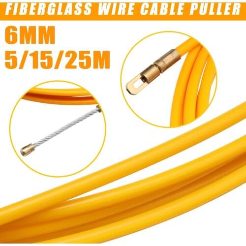 5/15/25m 6mm Guide Device Fiberglass Electric Cable Push Pullers Duct Rodder Fish Tape Wire Wiring Accessories
