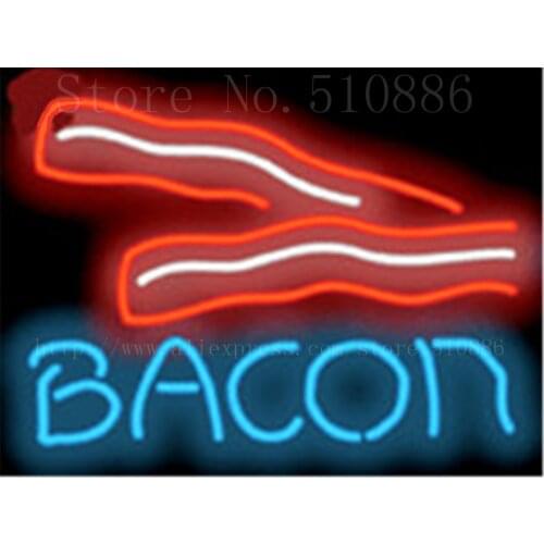 Bacon neon sign Handcrafted Light Bar Beer Pub Club signs Shop Store Business Signboard breakfast meat diet food 17"x14"