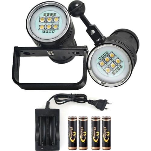 New 100m Diving Flashlight 6000LM 6x 9090 LED White Light +4x Red Light+4x UV Light Underwater LED Video Photography Fill Light