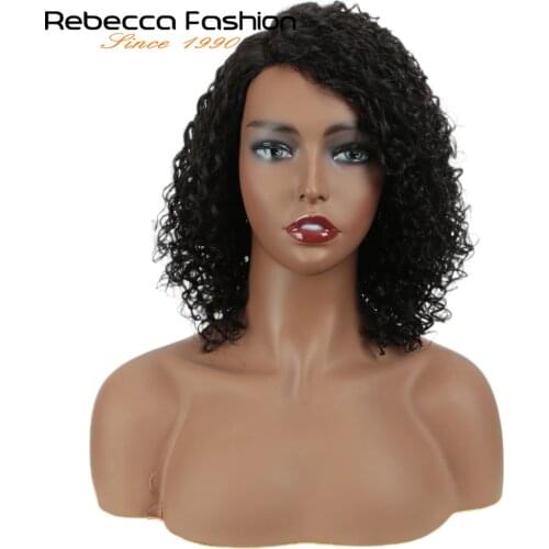 Rebecca Jerry Curly Lace Front Human Hair Wigs With Baby Hair Brazilian Lace Part Short Curly Bob Wigs For Women Pre-Plucked Wig