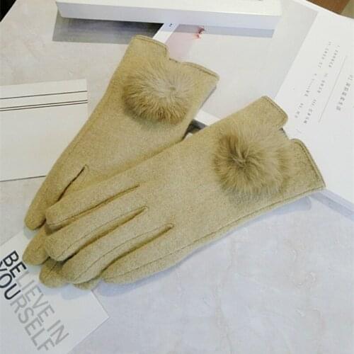 New Korean touch screen gloves wool warm knitted women spring winter gloves thick pink yellow gray mittens
