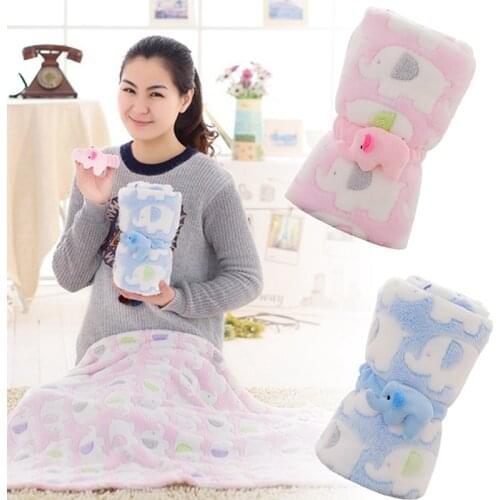 Elephant Cartoon Bedding Blanket Baby Infant Sleeping Blankets Fleece Soft Coverlet Spring Summer Home Indoor Crib Cover Sheet