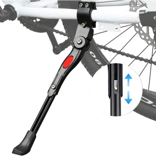 Bike Side Kickstand Adjustable Aluminium Alloy Side Stand with Anti-Slip Rubber Feet for 22-27 inch Mountain Bike Road Bicycle