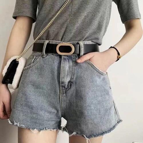 Fashion Women Golden Oval Buckle Belts Luxury Brand High Quality PU Leather Waist Strap All-Match Jeans Formal Harajuku Waistban