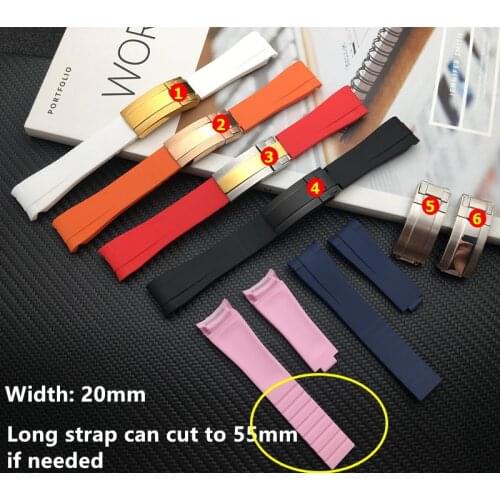 20mm 21mm 22mm Black Blue Curved End Nature Rubber Watchband For Role strap for Daytona Submariner GMT explorer 2 Bracelet tools