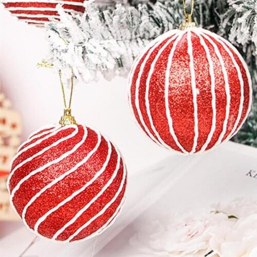 8cm Merry Christmas Balls Red Painted Christmas Tree Baubles Hanging Foam Balls Ornaments For Christmas Tree Party Decoration