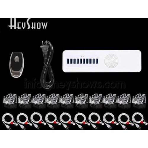 4 6 8 10 Ports Mobile Smart Phone Security Burglar Alarm System With Acrylic Display Stand Cell Phone Anti-Theft Alarm Host