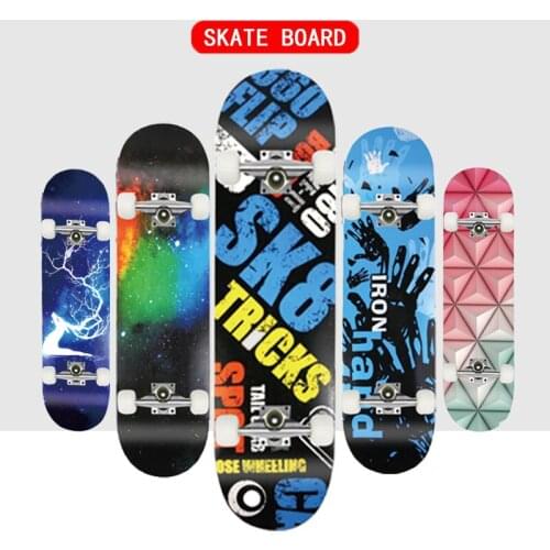 Skateboard 80CM Beginner Adult Kids Double Rocker Four-Wheeled Maple Board High Speed Drift Skateboard