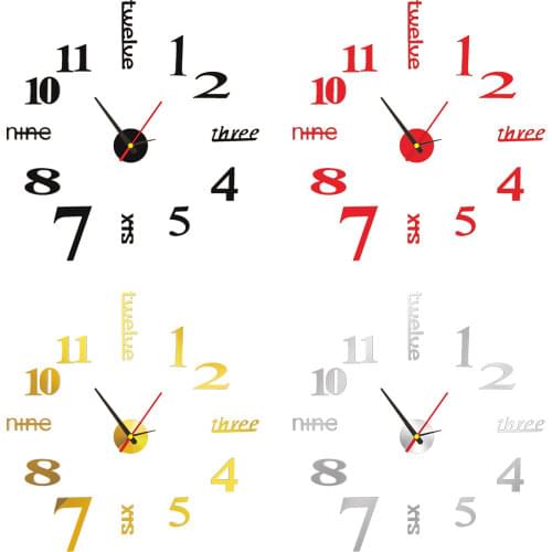 Acrylic Mirror Wall Clock DIY Large Wall Clock Stickers Digital 3D Wall Big Decorative Clocks Modern Home Decor Mural Sticker