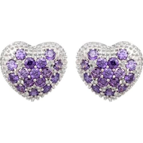 Heart Stud Earrings 925 Sterling Silver Women Ear Decoration Cubic Zirconia Jewelry Christmas Gift for Girlfriend E005