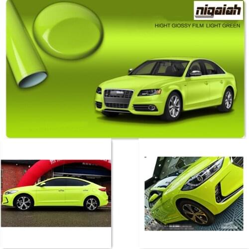 1.52*18m Premium Hight Glossy Film Light Green Vinyl Color changing film Wrap Carbon Vinyl Film Bubble Free Car Sticker