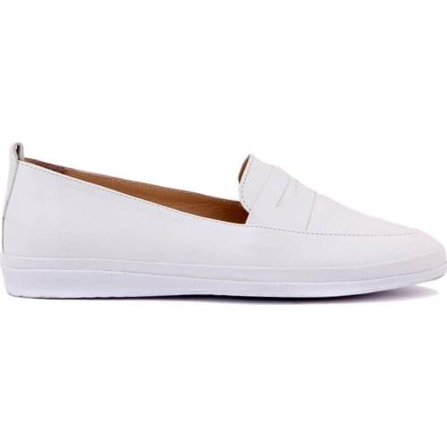 Sail-Lakers White Leather Women 'S Ballerina