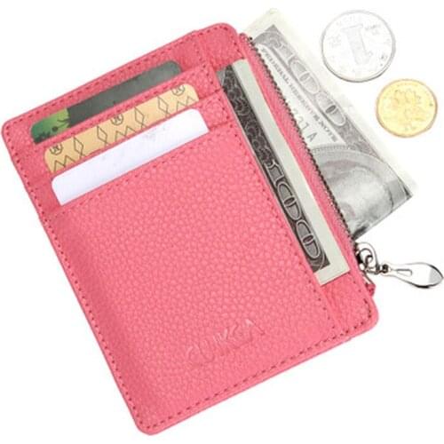 1PCS Unisex Id Card Holder Wallet Women Business PU Coin Purses Slim Bank Card Case Organizer Wallet Zipper Passport Holder